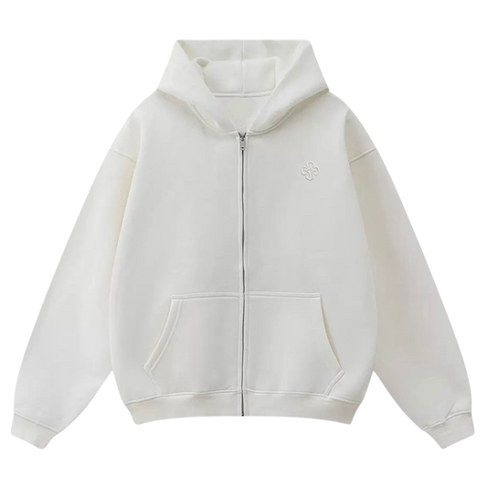 WHITE LOGO ZIP-UP
